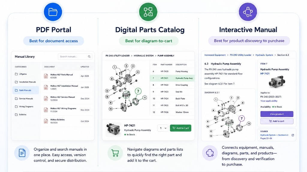 PDF Portal, Digital Parts Catalog, or Interactive Manual: Which One Do You Actually Need?